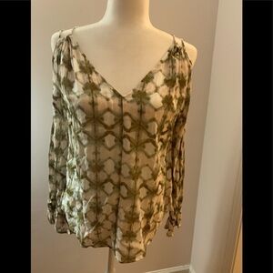 Jessica Simpson peach, olive L/S blouse, size S..